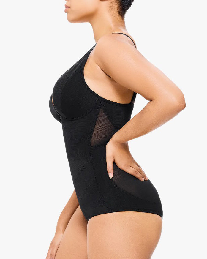 Sheer Mesh Slimming Thong Bodysuit