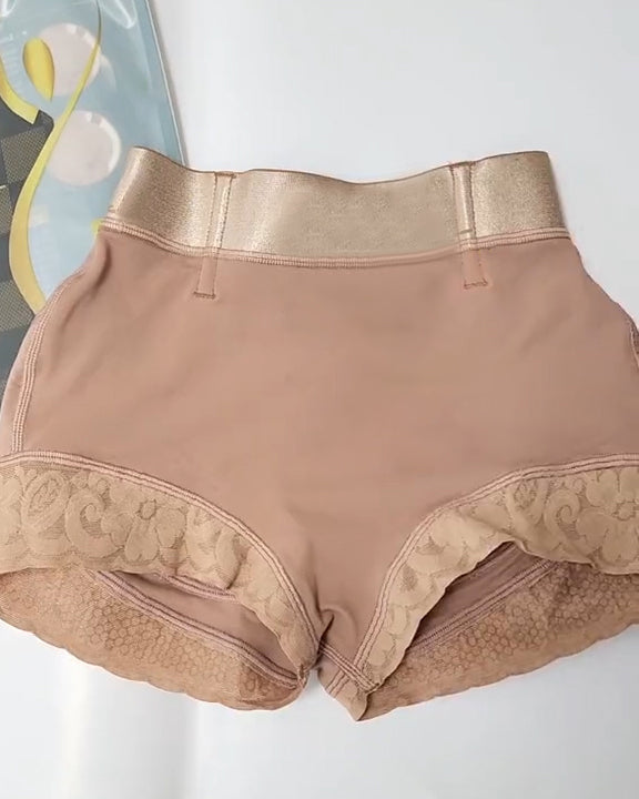 High Rise Lace Trims Shaper Shorts RosyBrown