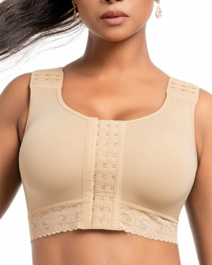 Lace Trims Hook Eye Shaper Bra Tan