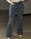 Women's Slim-Fit Embroidered Jeans Blue