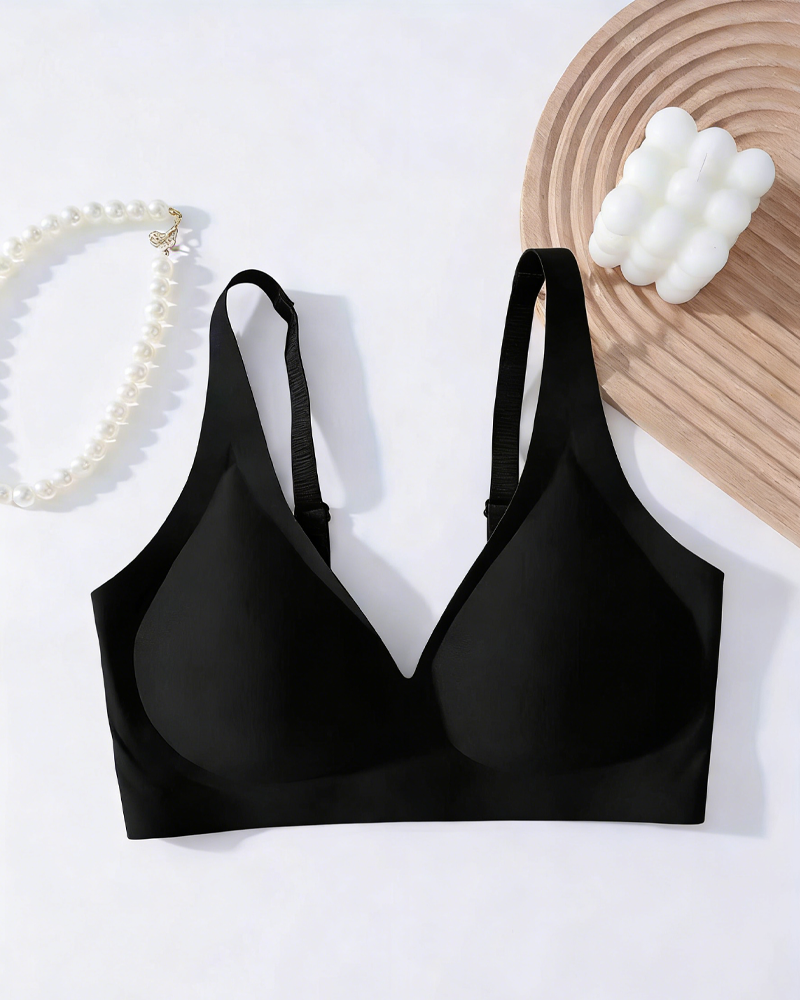 Jelly-Like Seamless Underwear Comfortable And Supportive Wire-Free Bra Black