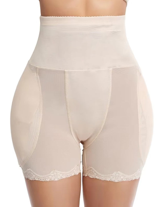 Lace Sheer Mesh Hip-Lifting Shorts with Padded