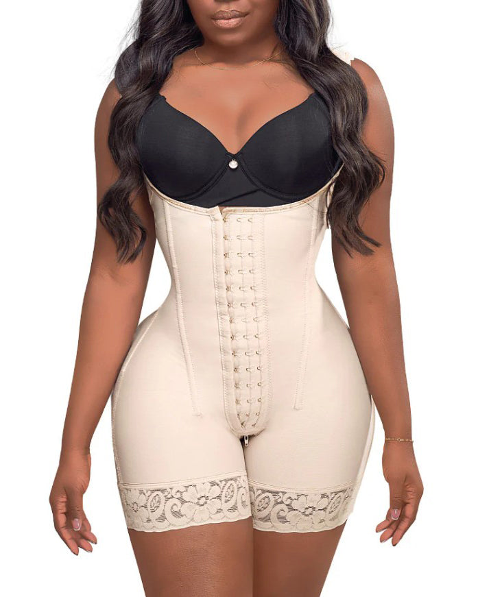 Side Steel Bone Abdominal Compression Shapewear Beige