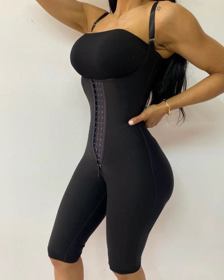 3 Row Hook and Eye Open Bust Shapewear Black