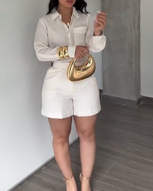 2 Piece Sets For Women Fashion Casual Shirts And Shorts