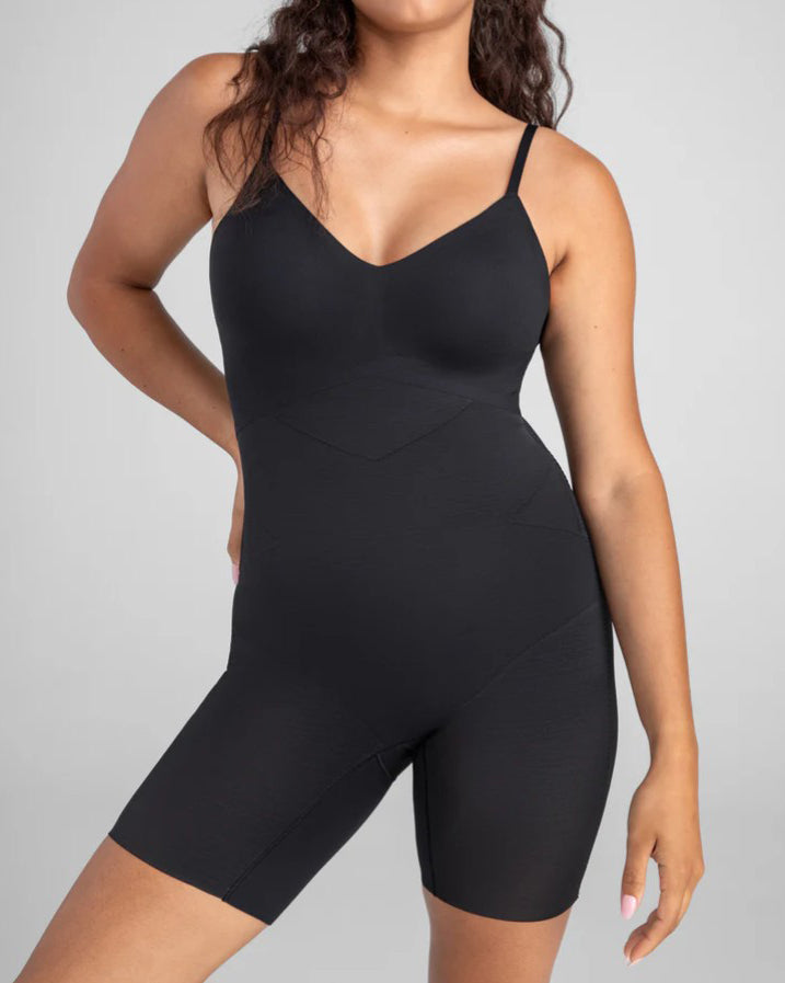 Seamless V Neck Low Back Shapewear Black