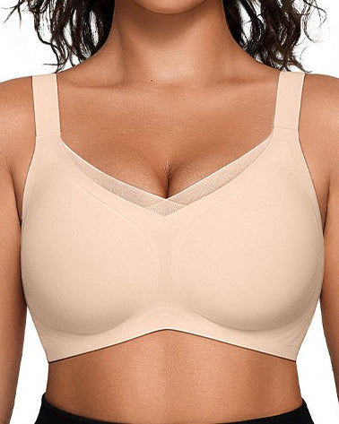 Mesh V-Neck Comfort Shaping Bra Tan