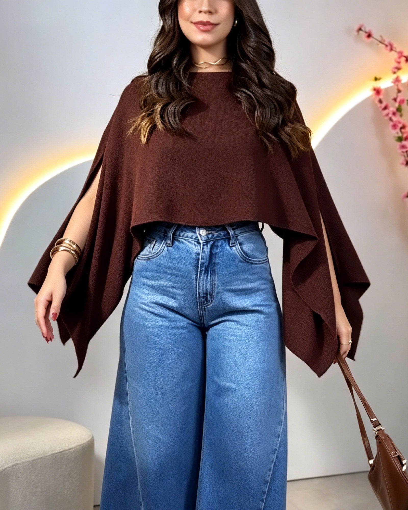 Off-Shoulder Strapless Cropped Top And Shawl Two-Piece Set