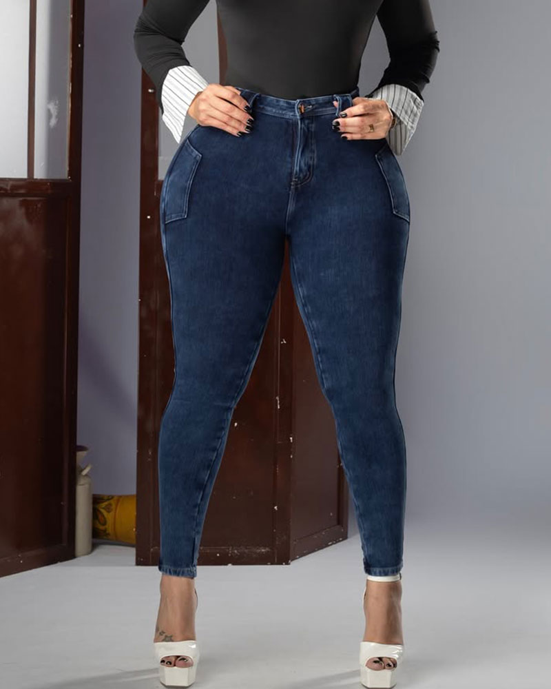 High Waist Butt Lift Skinny Jeans Navy