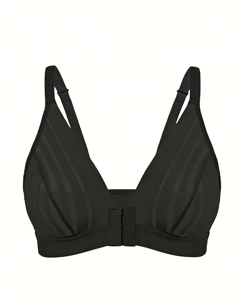 Sexy Mesh Front-Fastening Bra Black