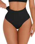 High Waist Seamless Single Breasted Shaping Thong Black