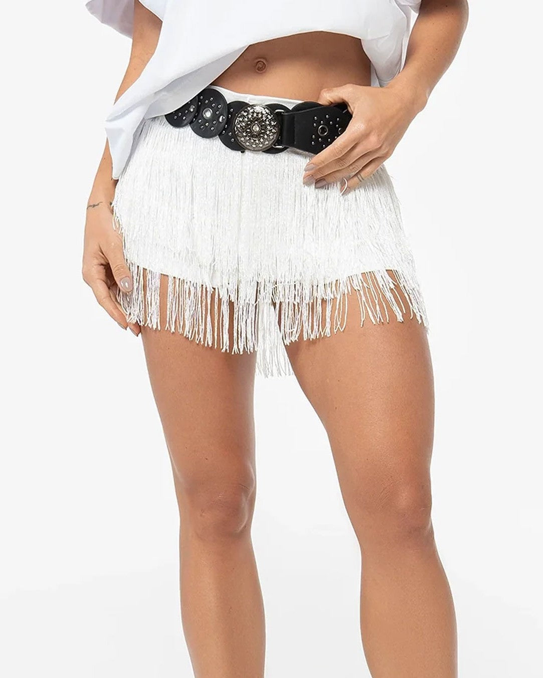 Fringed Shorts White